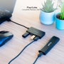 Nano Cable Hub USB 3.0 con 4 Puertos USB-A, Interfaz Plug & Play, Negro - 10.16.4403